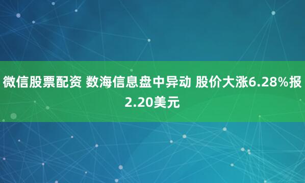 微信股票配资 数海信息盘中异动 股价大涨6.28%报2.20美元