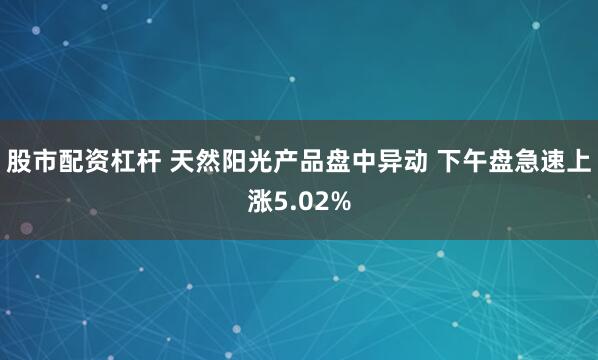 股市配资杠杆 天然阳光产品盘中异动 下午盘急速上涨5.02%
